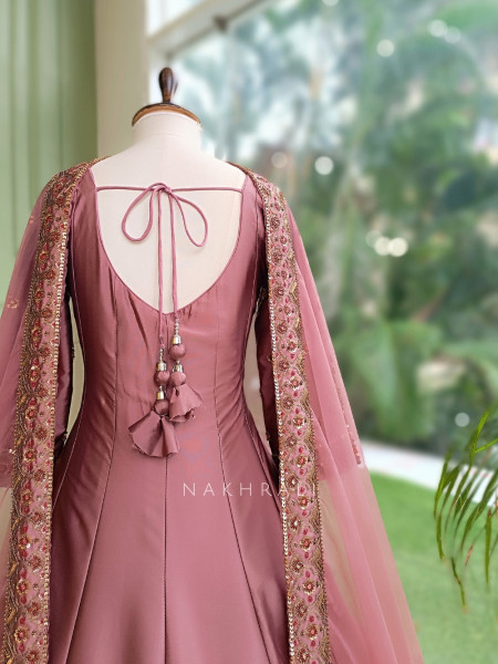 Imperial Blossom Pink Silk Blend Anarkali Suit Set
