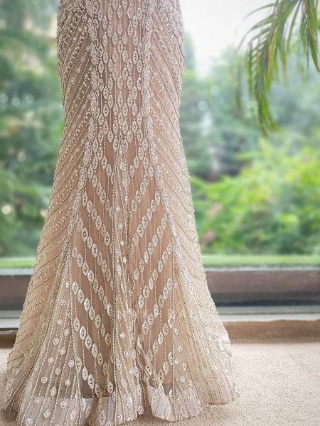 Althea Glitz Cream Indo-Western Gown with Cape