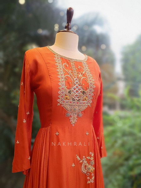 Sunflare Chic Orange Indowestern Palazzo Set