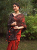 Riva Red &amp; Pink Tie-Dye Saree