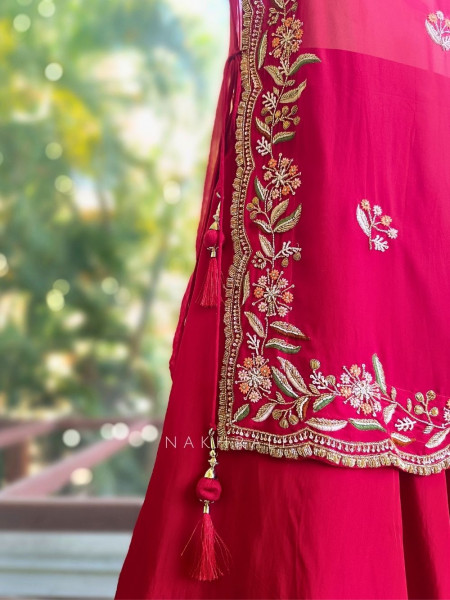 Meher Red Embroidered Indo-Western Set