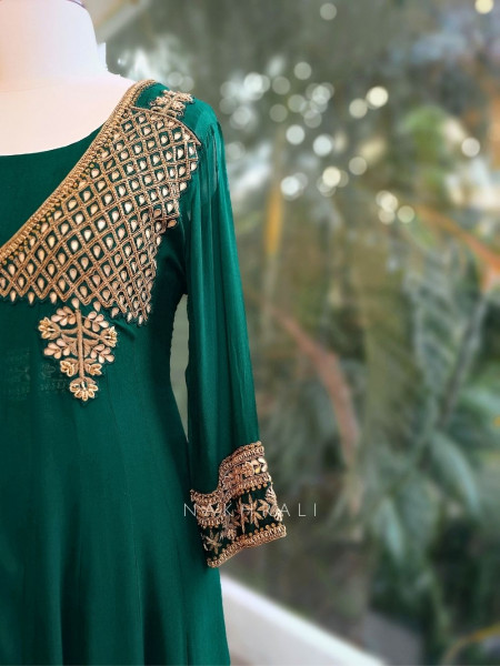Noorika Green Anarkali with Gota Patti & Cut Dana Work
