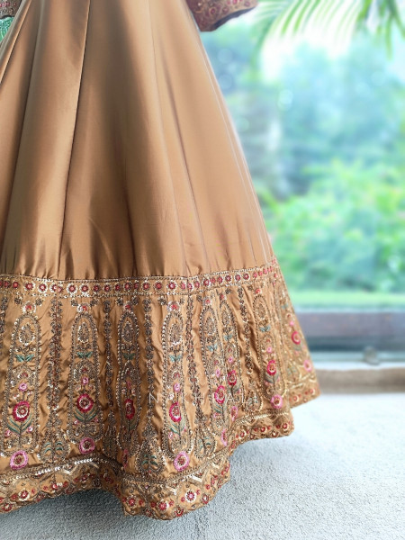Imperial Blossom Brown Silk Blend Anarkali Suit Set