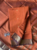 Koshika Orange Maheshwari Dress Material with Zari Border