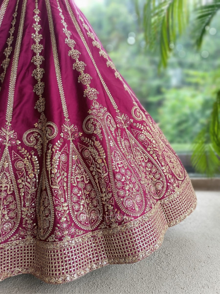 Zoyaara Paisley Magenta Silk Satin Lehenga Choli Set
