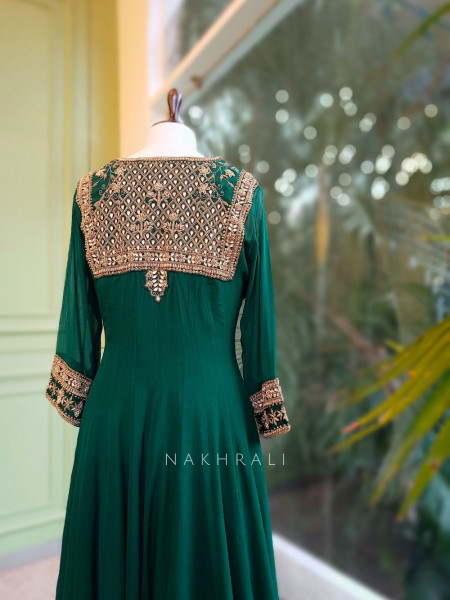Noorika Green Anarkali with Gota Patti & Cut Dana Work