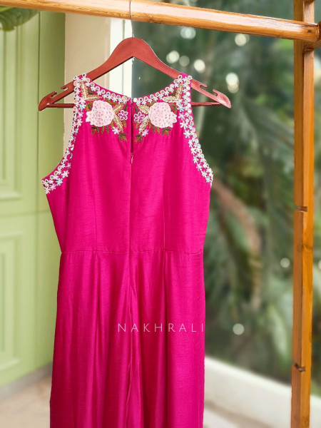 Florenza Magenta Jumpsuit with Beads & Sequin Work