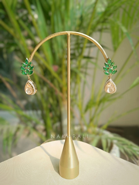 Emerald Leaf Drop Earrings