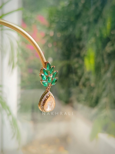 Emerald Leaf Drop Earrings