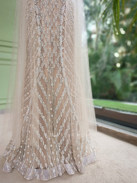 Althea Glitz Cream Indo-Western Gown with Cape