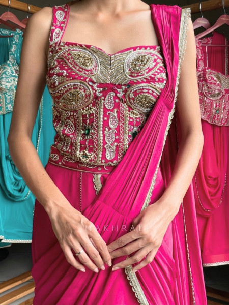 Amethyst Magenta Pre-Draped Saree