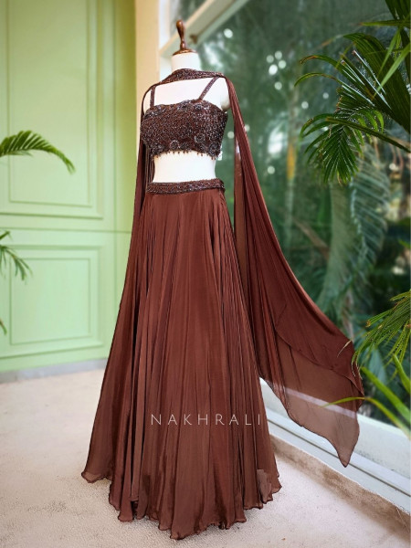Mocha Glam Brown Lehenga Set