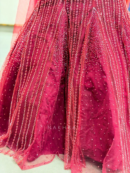 Velvetique Wine Corset Mermaid Lehenga