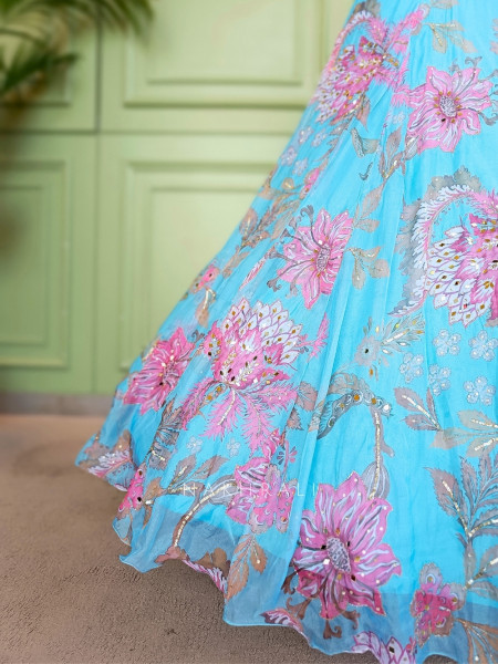 Seraphina Firozi Organza Silk Lehenga Set