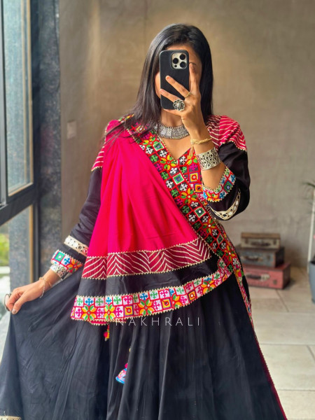 Rasila Black Chaniya Choli with Vibrant Mirror & Thread Embroidery