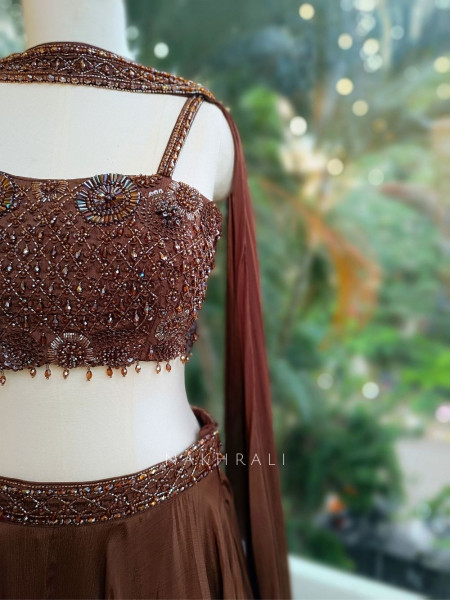 Mocha Glam Brown Lehenga Set