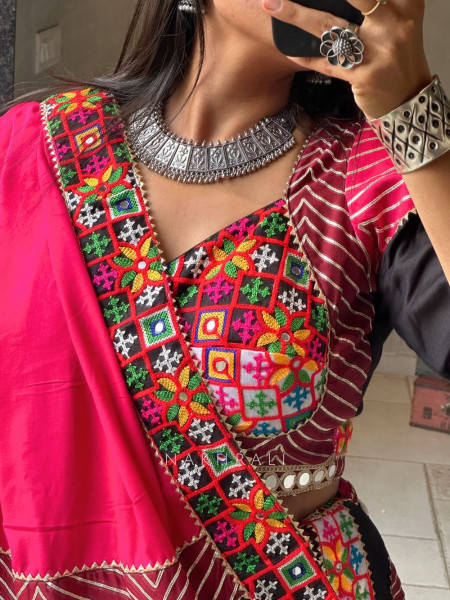 Rasila Black Chaniya Choli with Vibrant Mirror & Thread Embroidery