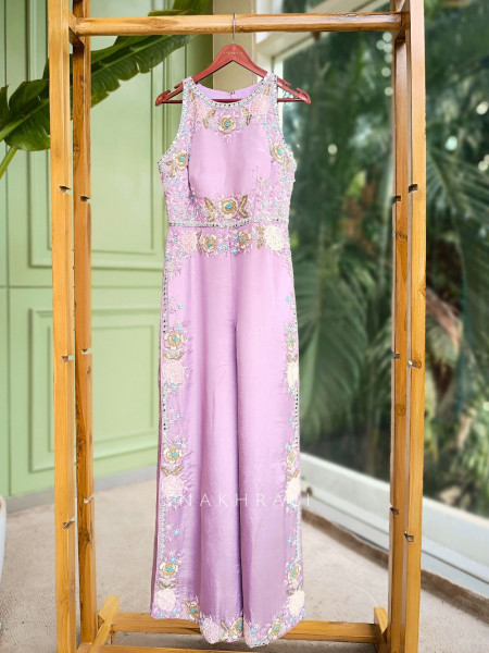 Celestia Lavender Jumpsuit with Sequin & Beads Work