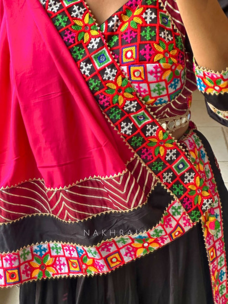 Rasila Black Chaniya Choli with Vibrant Mirror & Thread Embroidery
