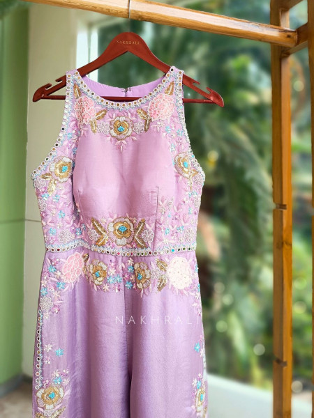 Celestia Lavender Jumpsuit with Sequin & Beads Work