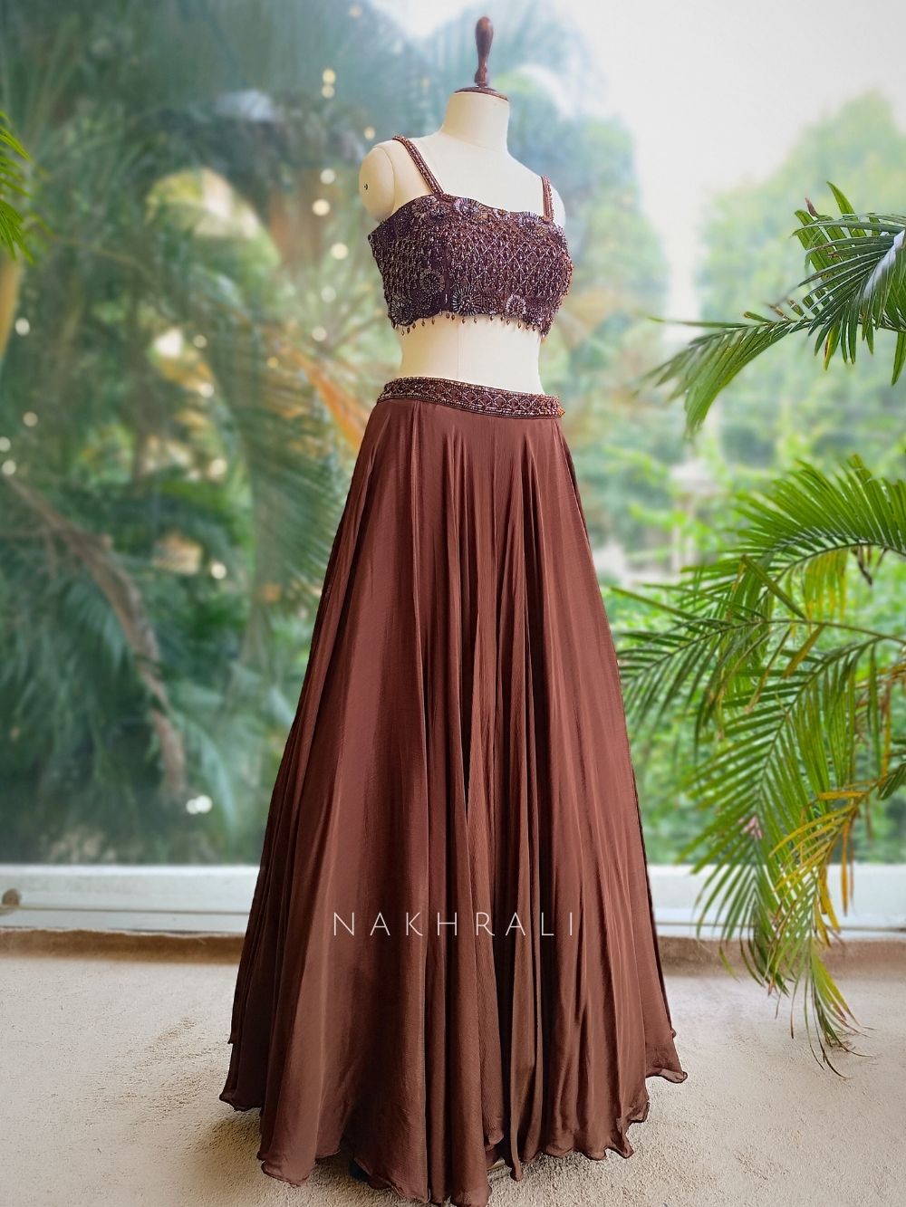 Ghlam Rool Moch Mocha Glam Brown Lehenga Set