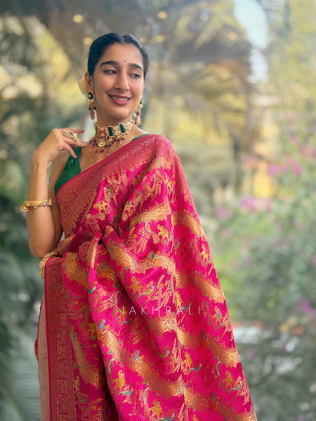 Aavya Magenta  Saree with Zari Weave Work