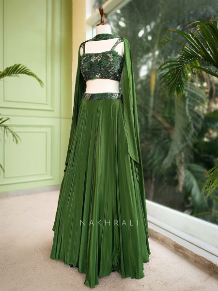 Emerald Luxe Lehenga Set with Choker Dupatta