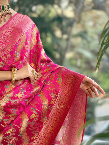 Aavya Magenta  Saree with Zari Weave Work