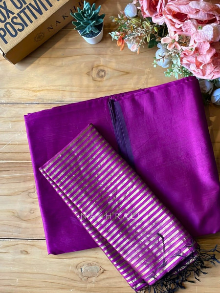 Taga Maheshwari Magenta Dress Material with Zari Stripe Dupatta