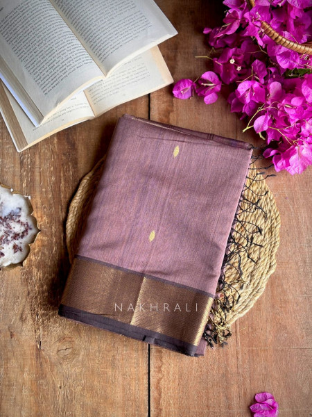Maahishmati Lilac Maheshwari Saree with Zari Border