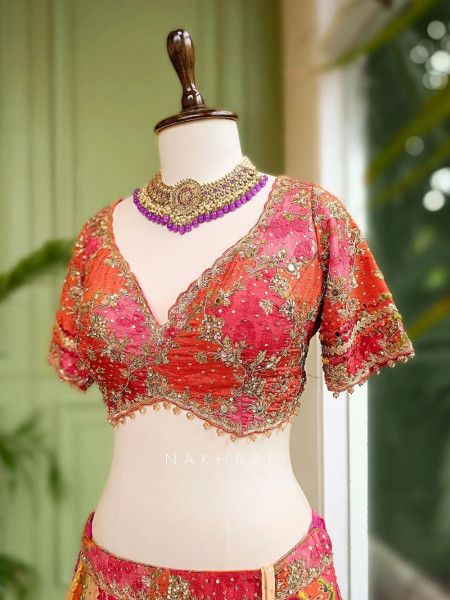 Tarang Multicolor Silk Patchwork Lehenga Set with Embroidery