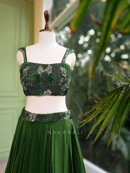 Emerald Luxe Lehenga Set with Choker Dupatta