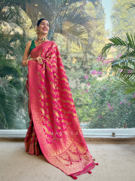 Aavya Magenta  Saree with Zari Weave Work