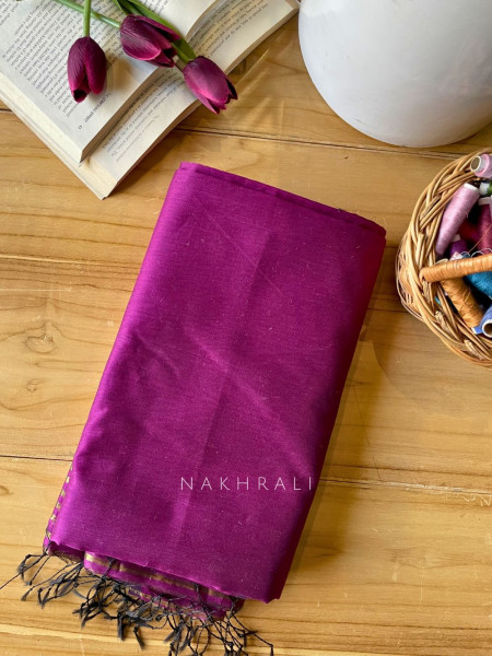 Taga Maheshwari Magenta Dress Material with Zari Stripe Dupatta