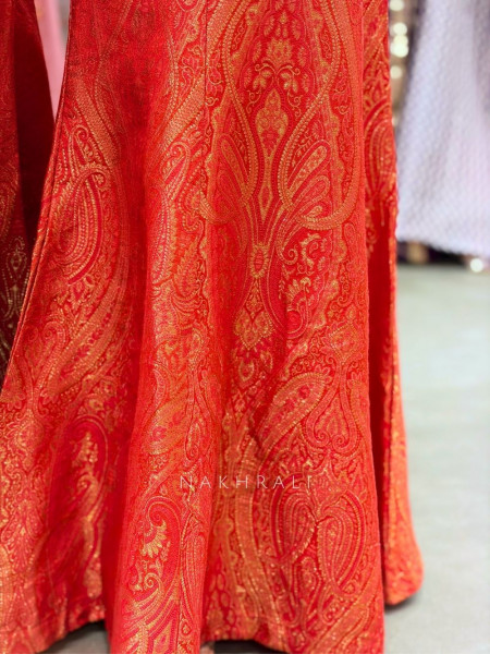 Kaelina Orange Suit Set with Intricate Paisley Embellished Work