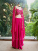 Aabha Magenta Embroidered Crop Top Skirt Set with Cape