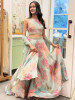 Kiyana Pista Green Indo Western Crop Top Plazzo Set with Stone Work