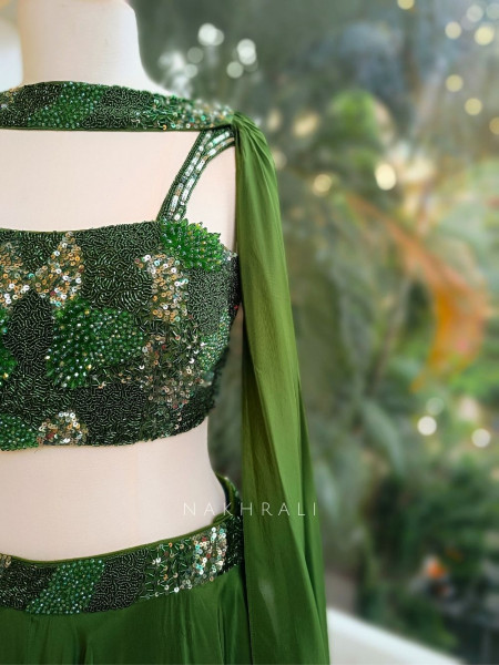 Emerald Luxe Lehenga Set with Choker Dupatta
