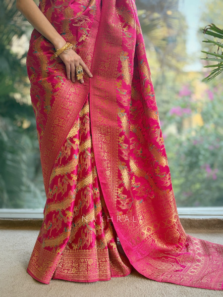 Aavya Magenta  Saree with Zari Weave Work