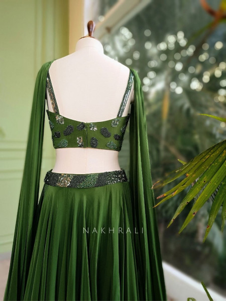 Emerald Luxe Lehenga Set with Choker Dupatta