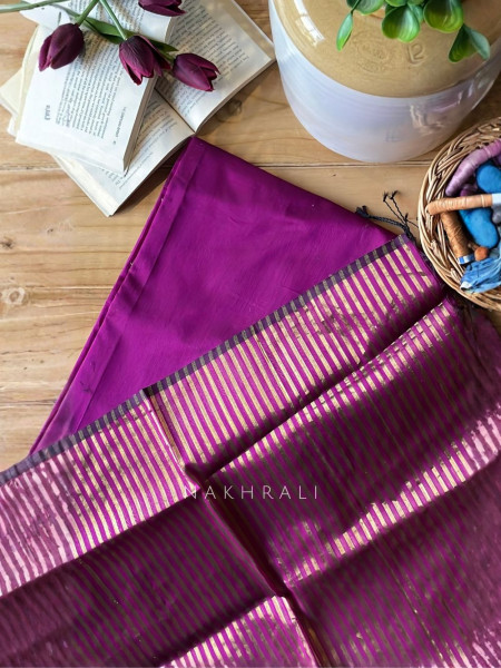 Taga Maheshwari Magenta Dress Material with Zari Stripe Dupatta