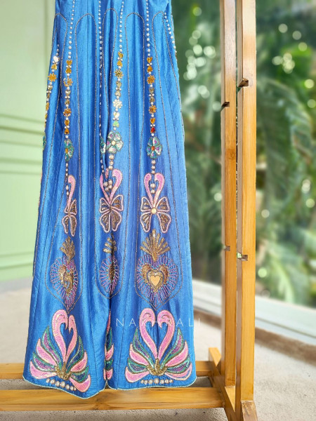 Celestia Blue Jumpsuit with Sequin & Bead Embroidery