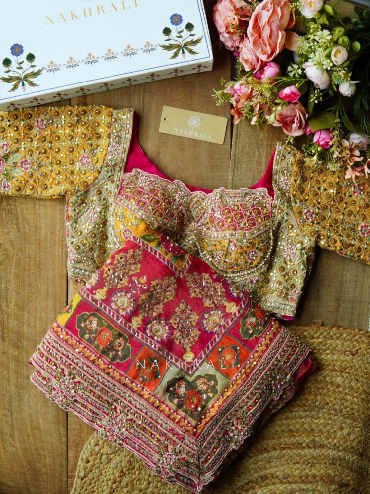 Image of Vidhu Multicolor Saree with Mirror Stone Embroidery