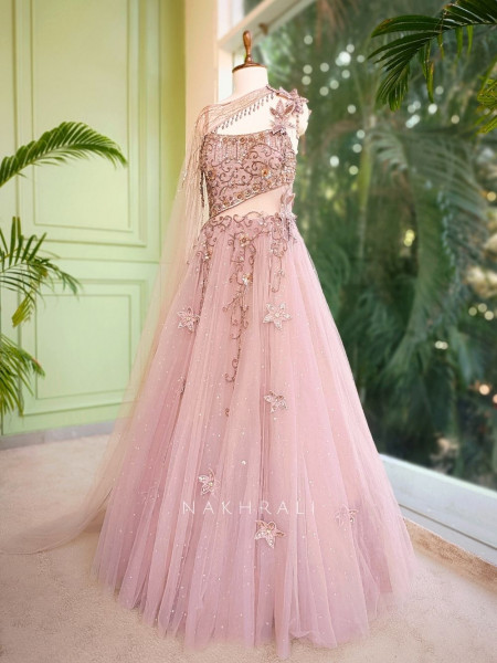 Elara Purple Net Gown with Sequin and Bead Embellishment