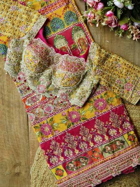 Vidhu Multicolor Saree with Mirror Stone Embroidery