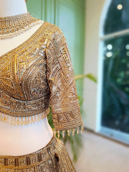 Golden Brown Sequin Embroidered  Lehenga