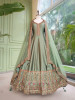 Imperial Blossom Green Silk Blend Anarkali Suit Set
