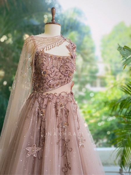 Elara Purple Net Gown with Sequin and Bead Embellishment