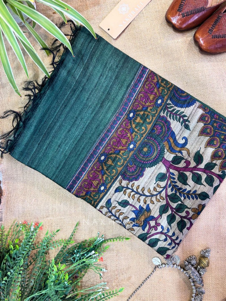 Mrigya Green Tussar Silk Saree
