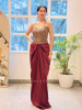 Rubaiyat Wine Satin-Crepe – Indo-Western Crop Top Skirt Set